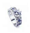 Sterling Simulated Sapphire Accent Engagement
