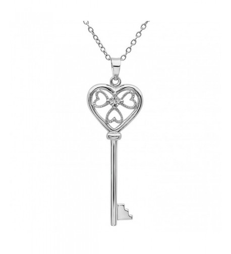 Diamond Heart Pendant Necklace Sterling Silver