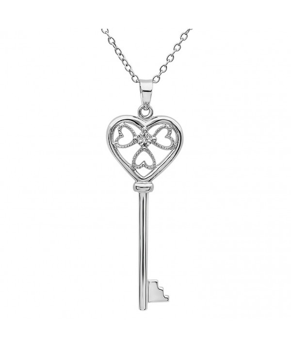 Diamond Heart Pendant Necklace Sterling Silver