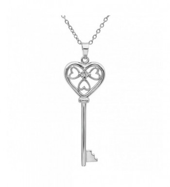 Diamond Heart Pendant Necklace Sterling Silver