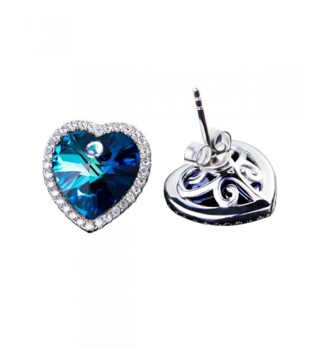 Blue Swarovski Crystal heart Earrings