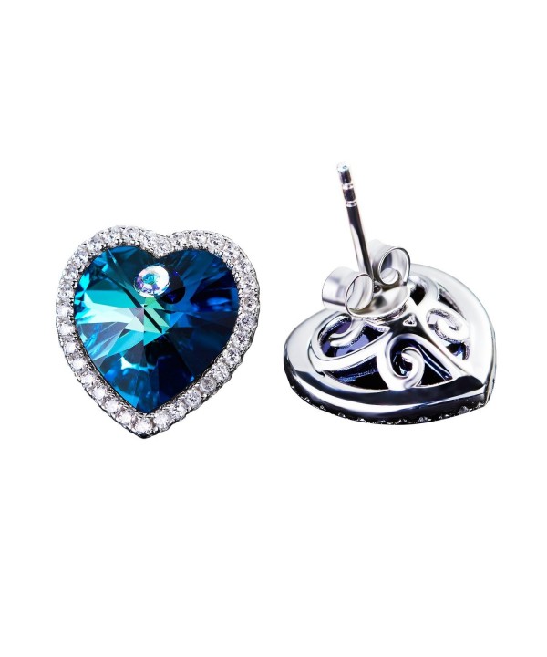 Blue Swarovski Crystal heart Earrings