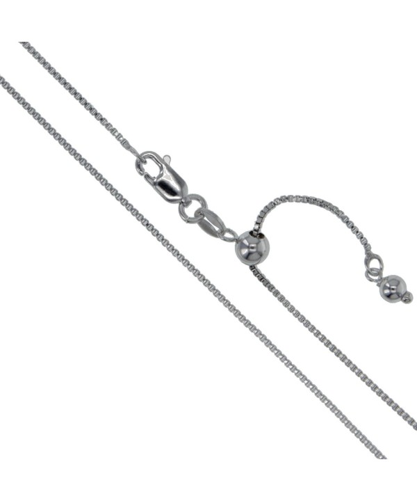Rhodium Sterling Silver Adjustable Necklace
