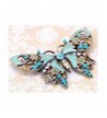 Alilang Antique Aquamarine Rhinestones Butterfly