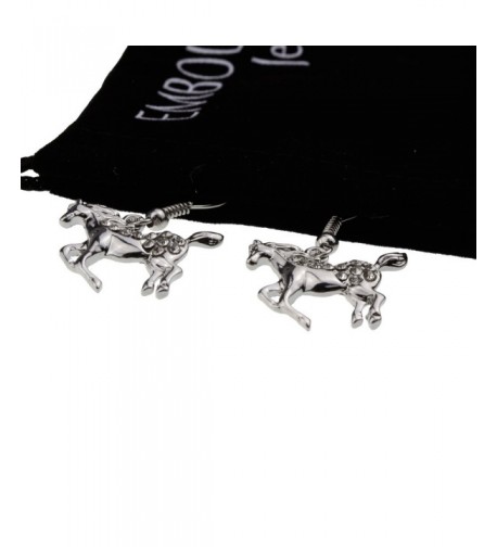 Galloping Prancing Crystal Earrings Jewelry