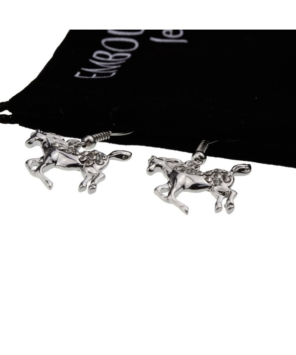 Galloping Prancing Crystal Earrings Jewelry