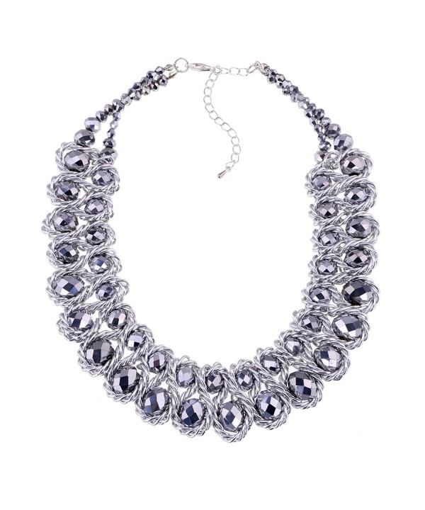 Jewelry Platinum Crystal Statement Necklaces