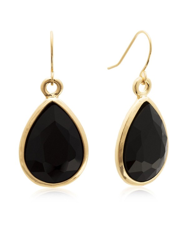 Black Crystal Dangle Earrings Yellow