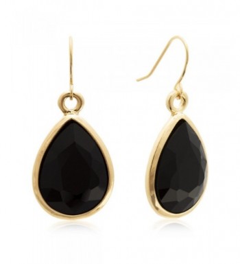 Black Crystal Dangle Earrings Yellow