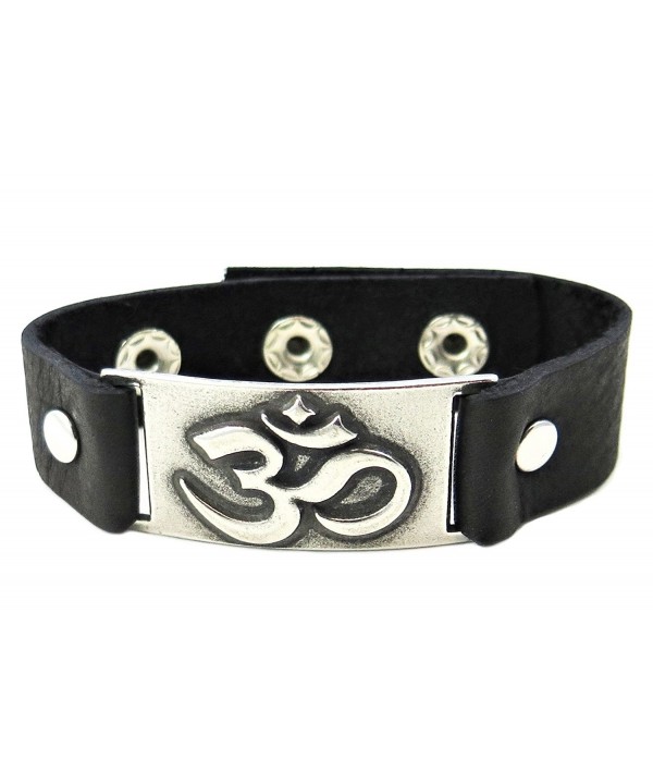 Om Bracelet Black Leather Adjustable