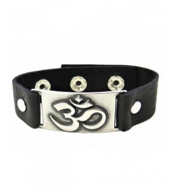 Om Bracelet Black Leather Adjustable