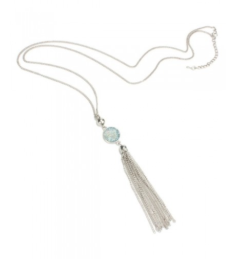 Y Shaped Tassel Necklace Sparkly Stainless