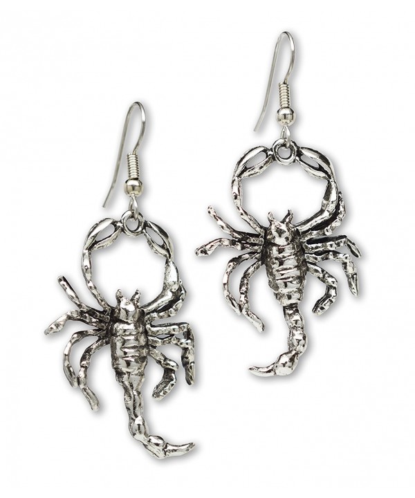 Gothic Scorpion Dangle Earrings Silver