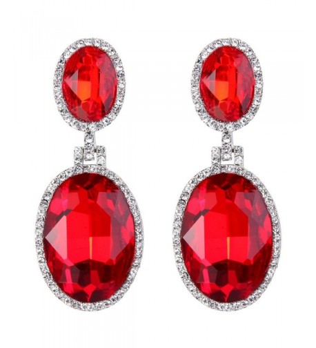 EVER FAITH Silver Tone Rhinestone Oval shaped