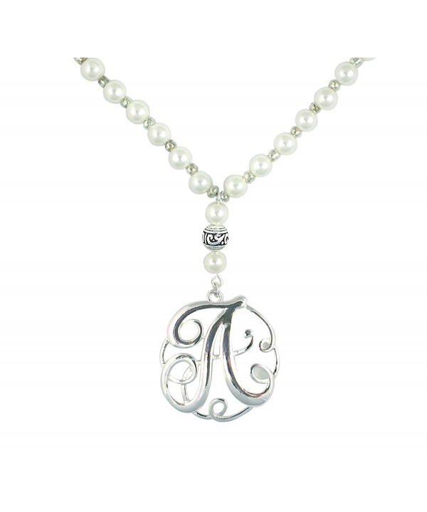 Monogram Silver Charm Glass Necklace