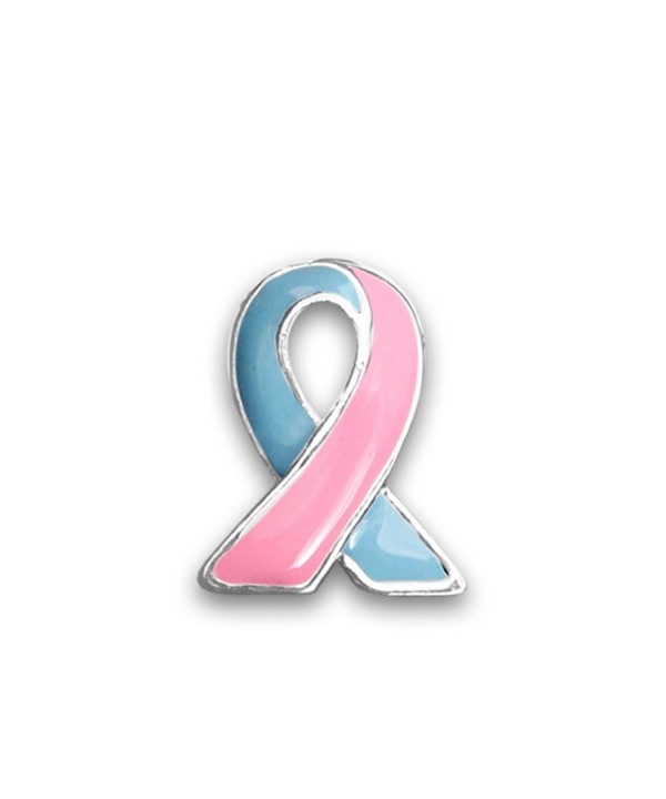 Pink Blue Ribbon Lapel Pin