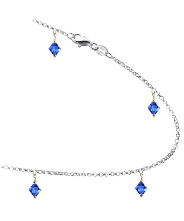 Crystals Sterling Silver Anklet Bracelet