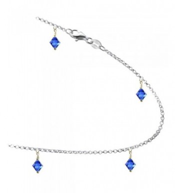 Crystals Sterling Silver Anklet Bracelet