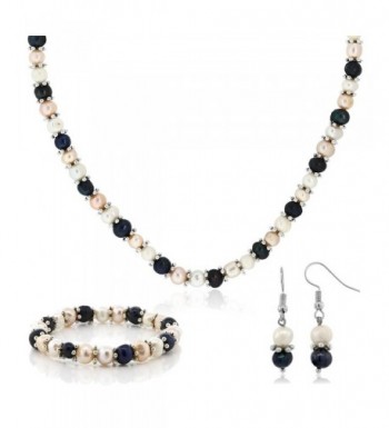 Multi Color Cultured Freshwater Necklace Earrings