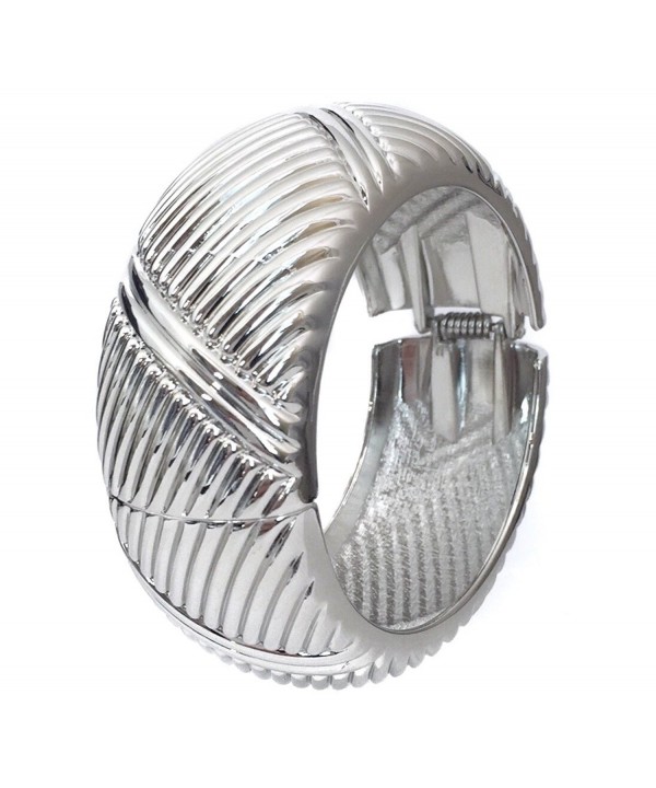 Silver Pattern Hinged Bangle Bracelet