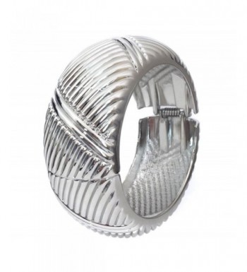 Silver Pattern Hinged Bangle Bracelet