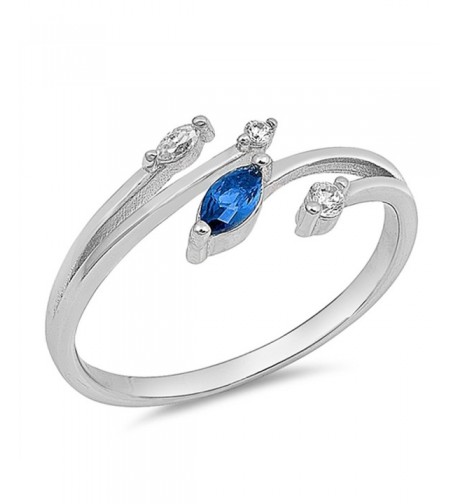 Marquise Simulated Sapphire Sterling Silver