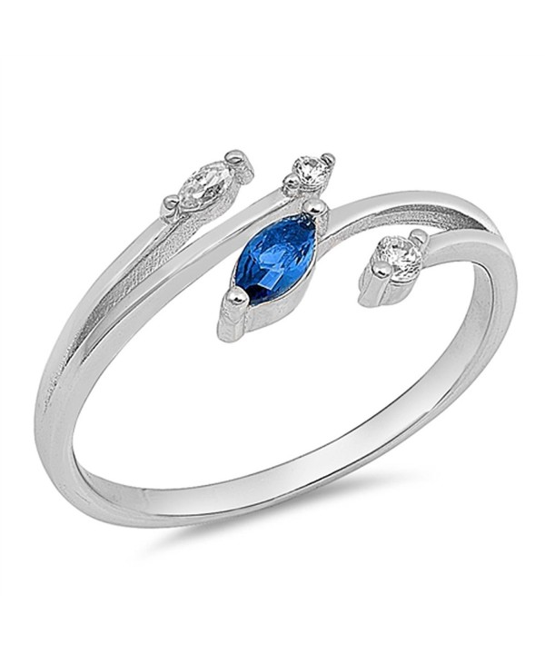 Marquise Simulated Sapphire Sterling Silver