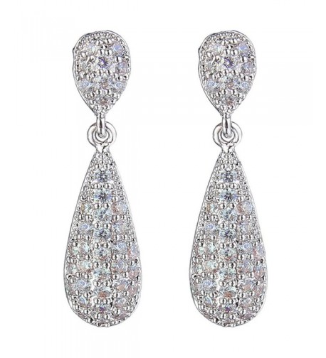 EleQueen Zirconia Teardrop Earrings Silver tone