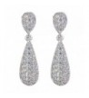 EleQueen Zirconia Teardrop Earrings Silver tone