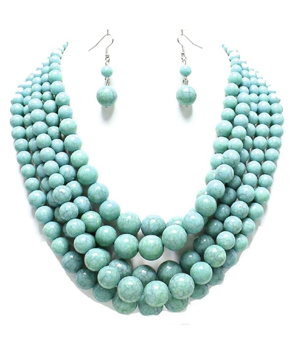 Statement Turquoise Stone simulated Necklace Earrings