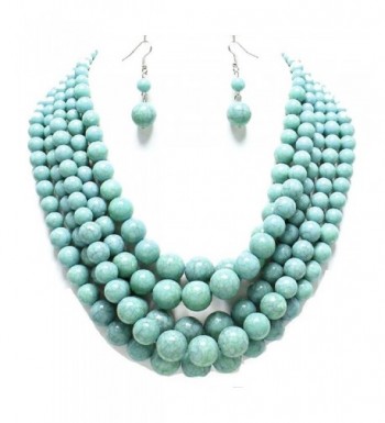 Statement Turquoise Stone simulated Necklace Earrings