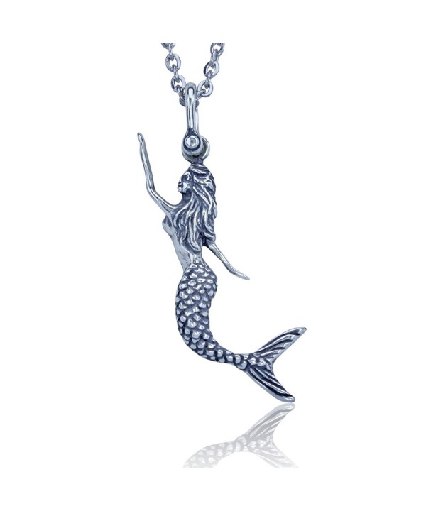 Swimming Mermaid Pendant Sterling Necklace