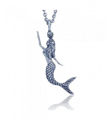 Swimming Mermaid Pendant Sterling Necklace