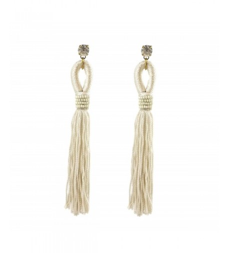 Tassel Fringe Drop Earrings White