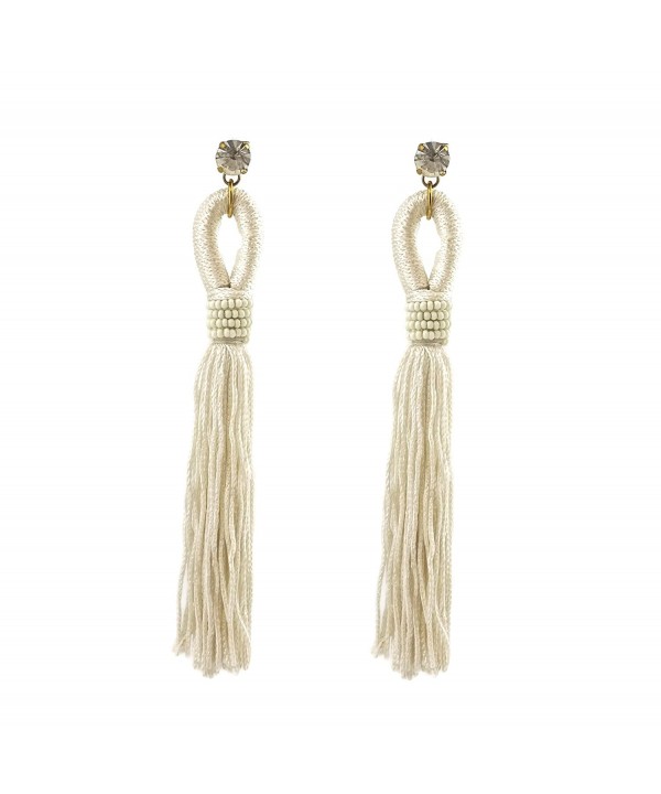 Tassel Fringe Drop Earrings White