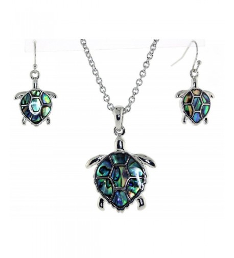 Silver Abalone Pendent Necklace Earrings