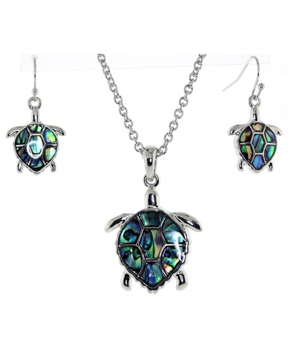 Silver Abalone Pendent Necklace Earrings
