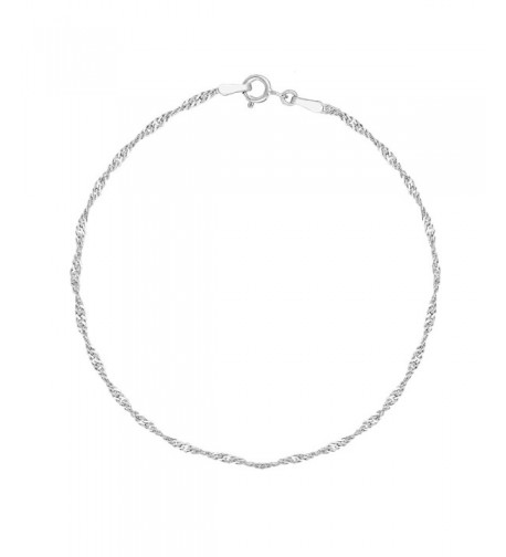 Sterling Silver Singapore Sparkle Anklet