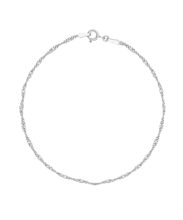 Sterling Silver Singapore Sparkle Anklet