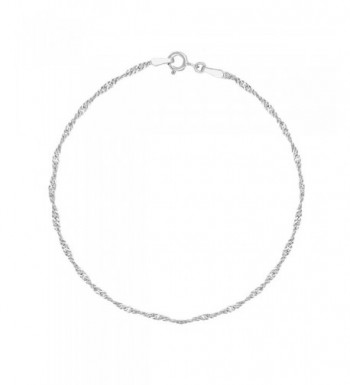 Sterling Silver Singapore Sparkle Anklet