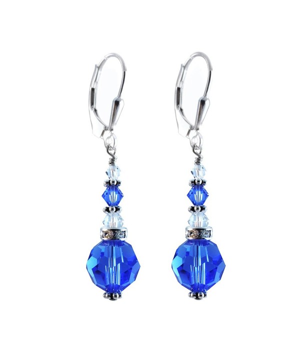 Sapphire Earrings Swarovski Elements Lever back