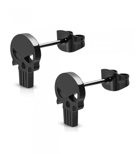 Stainless Punisher Cut Out Button Earrings