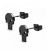 Stainless Punisher Cut Out Button Earrings