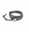 DEW Drops Hematite Leather Bracelet