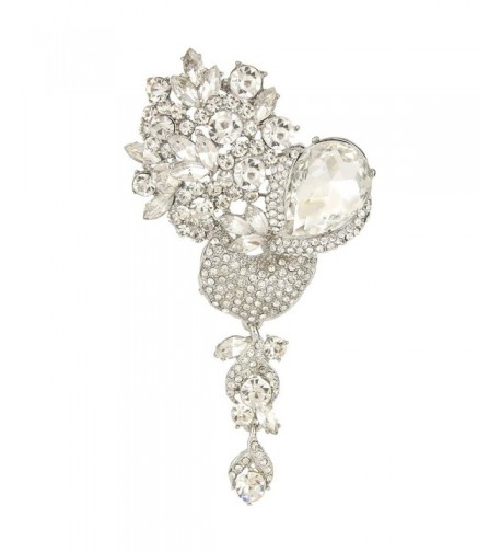 EVER FAITH Silver Tone Crystal Rhinestone
