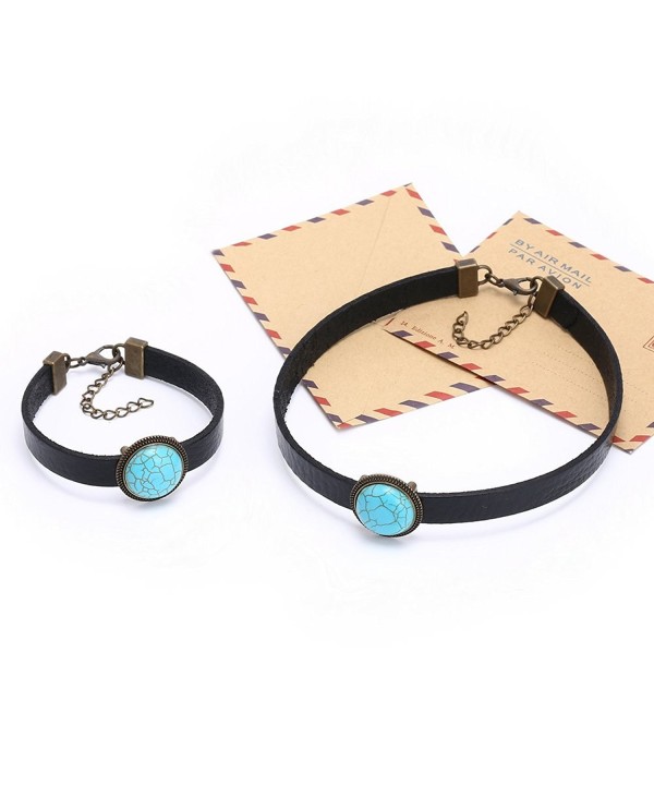 Yunhan Turquoise Necklace Bracelet Adjustable