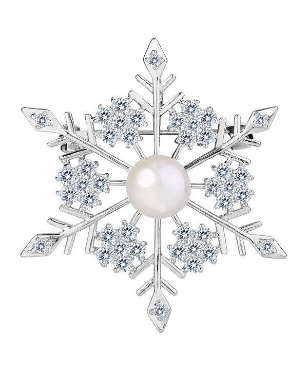 EVER FAITH Simulated Snowflake Silver Tone