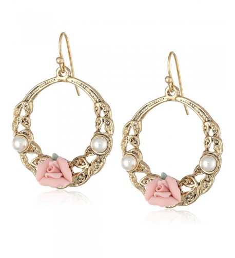 1928 Jewelry Gold Tone Rose Earrings