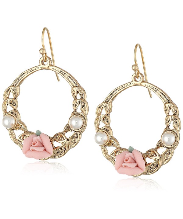 1928 Jewelry Gold Tone Rose Earrings