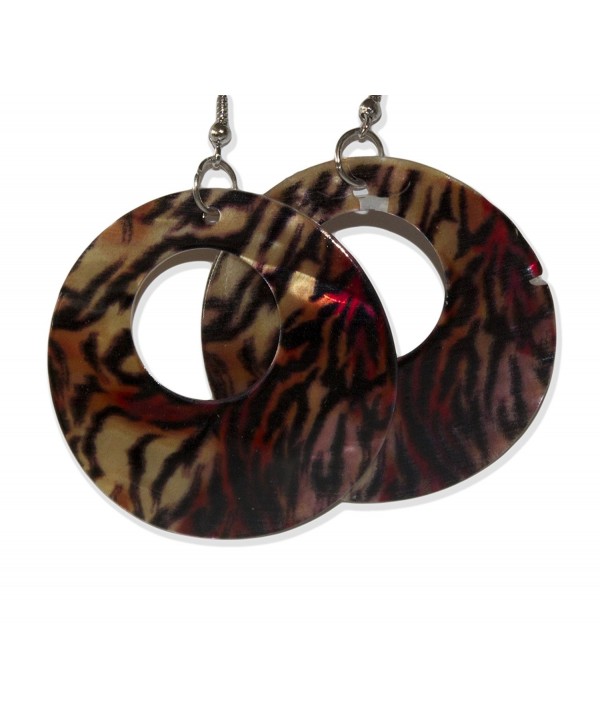 Circular Seashell Animal Pattern Earrings